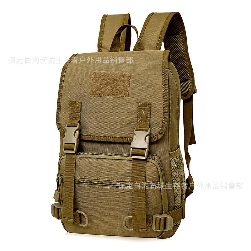 

Outdoor waterproof student computer canvas backpack fans tactical shoulder bags travel climbing hiking camping bags, Khaki