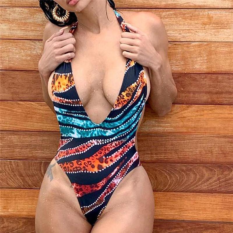 

Swimwear Women 2019 New One Piece Swimsuit Sexy Monokini Bathing Suit Leopard Print Summer Beach Wear Maillot De Bain1, Blue