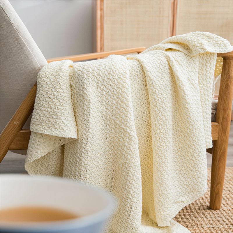 

2021 Woman Fashion Ivory White Office Rest Blankets Spring Warm Wool Blanket Sofa/Bed Cover Quilt Knitted Cotton Blanket