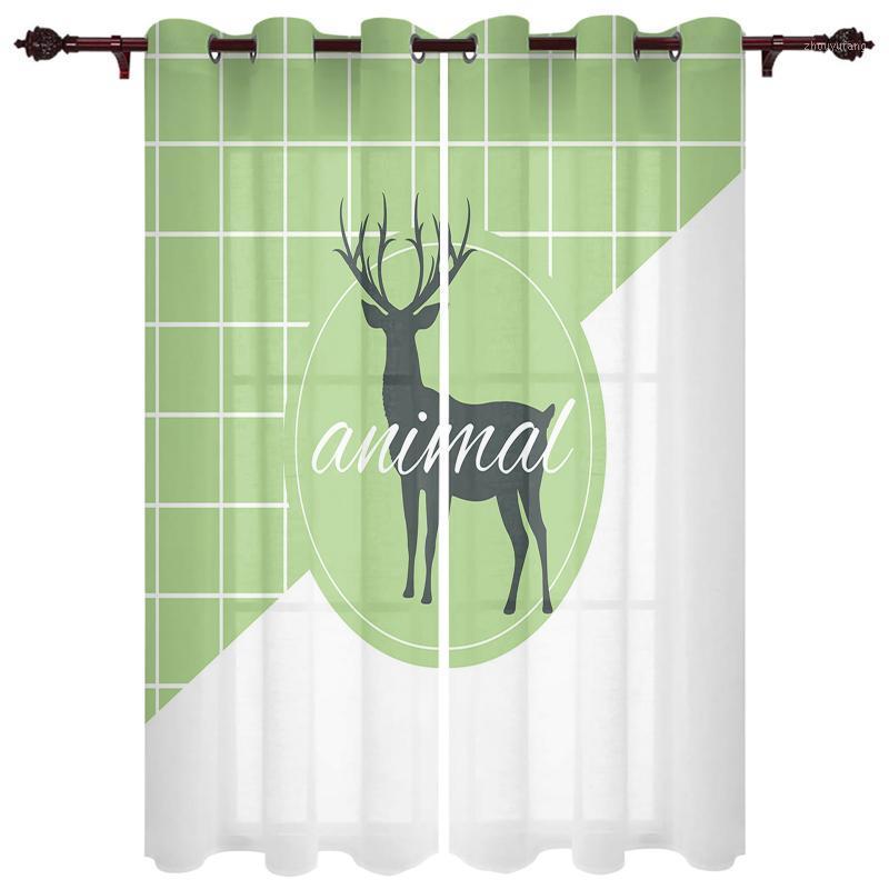 

Nice Translucent Curtains With Christmas Plaid Deer Pattern For Living Room Kitchen Bedroom Decoration Windows Curtain & Drapes