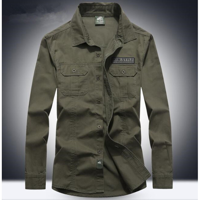 

2021 New Style Loose Shirt Lazer Male Cotton Pure Sleeve Long Shirts Plus Size Tops Man Wear M- Clothes 3ptz, Army green.