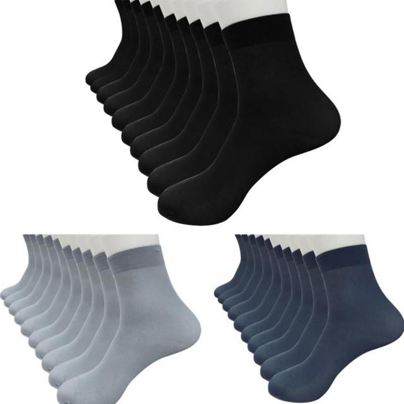 

8 Pairs Bamboo Fiber Ultra-thin Elastic Silky Short Silk Stockings Men Socks Autumn Summer Breathable Causal Male Socks, Gray
