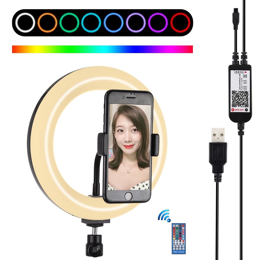 

PULUZ 79 inch 20cm USB RGB Dimmable LED Dual Color Temperature LED Curved Light Ring Vlogging Selfie Photography Video Lights with Phone Cl