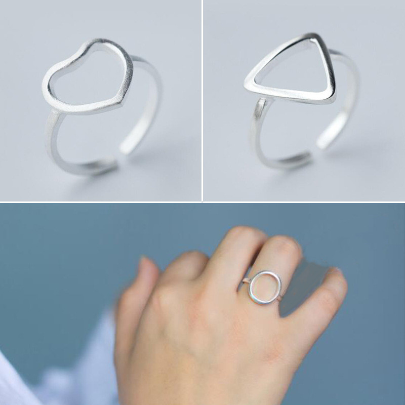 

Copper Best Friend New Fashion Silver Color Triangle Circle Heart Shaped Wedding Rings for Woman Jewelry Gift