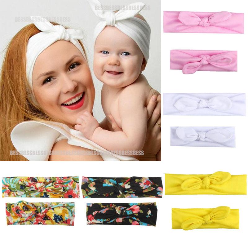 

2pcs Mom Mother & Baby Headbands Kids Girl Boys Bow Hairband Print Floral Hair Bands Parent-Child Hair Accessories Gifts