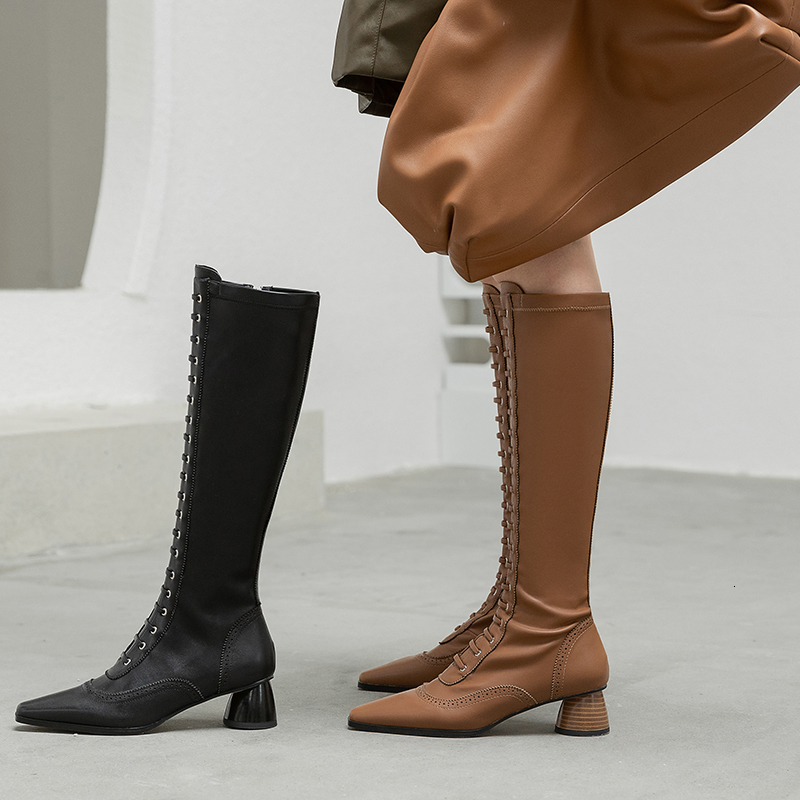 

2021 Long Fine Net Red Calf Boots TXOU, Coffee-autumn