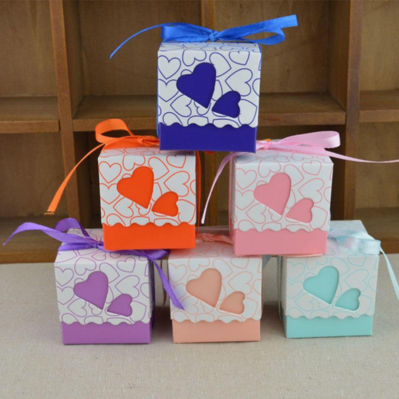 

Sale Wedding birthday 12pcs party heart-shaped pack Candy box ribbon