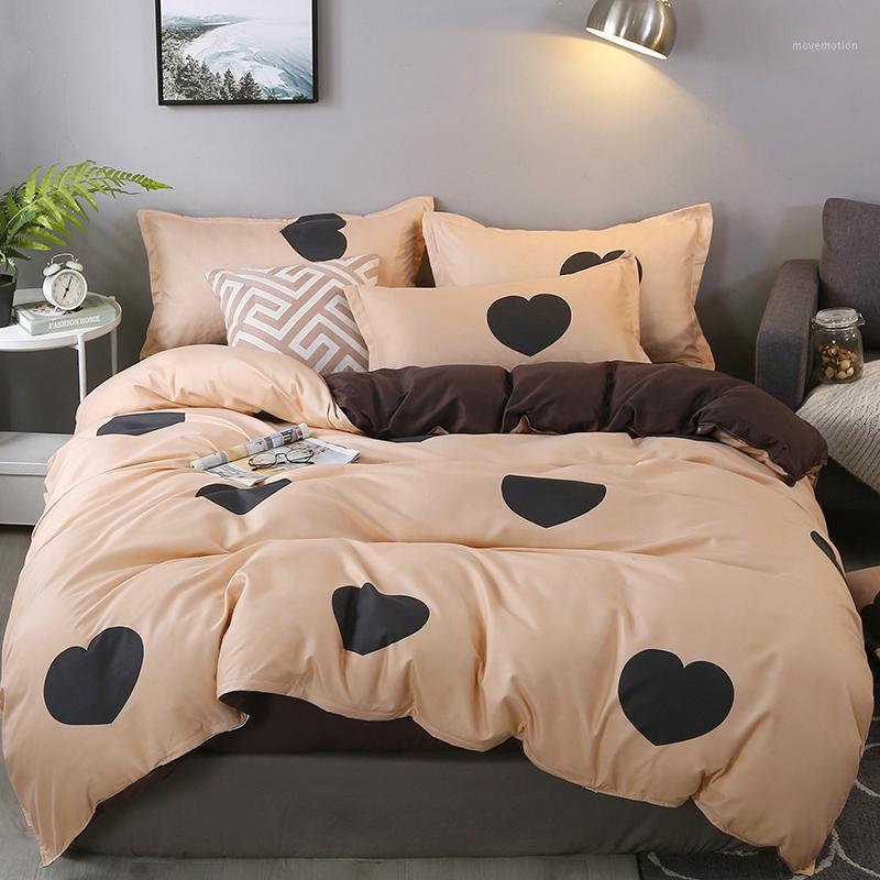 

50Heart Pastoral style Bedding Set 3/4Pcs  Full Queen Super King size Bed sheet + Duvet cover + Pillowcase for 1.0m-2.2m bed1, Jifoury-sanyou002