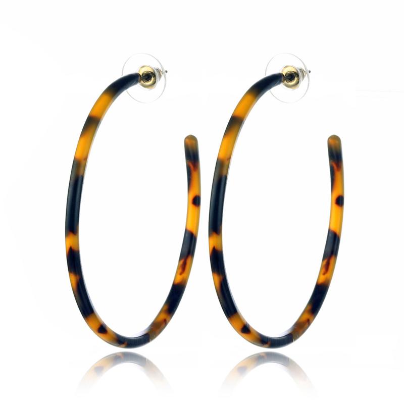 

Women Acrylic Resin Geometric C Shape Big Hoop Earring Party Jewelry Leopard grain pattern