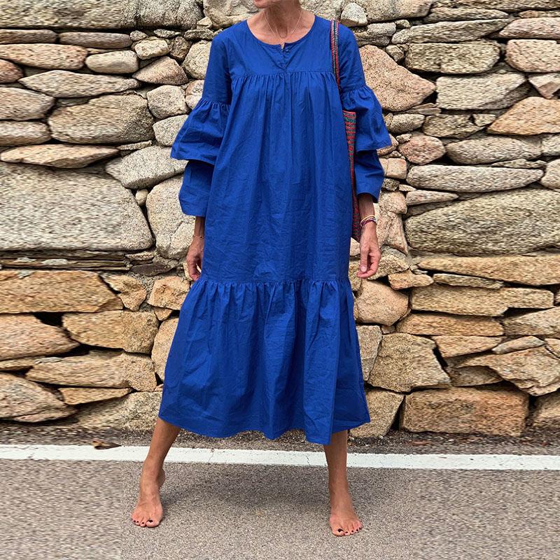 

Women' Sundress Bohemian Flare Sleeve Maxi Long Dress 2020 VONDA O Neck Baggy Casual Dress Beach Sundress Plus Size Vestidos, Black