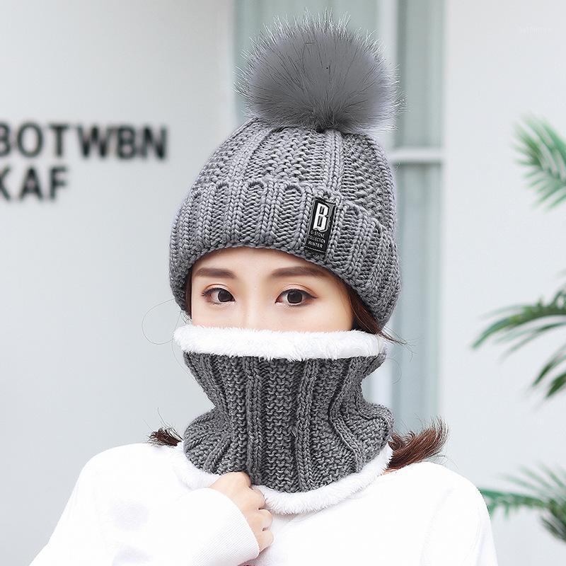 

Women Winter Knitted Beanies Hats Woman Thick Warm Beanie Skullies Hat Female Bonnet Beanie Caps Lady Outdoor Riding Hat Sets1, Set black