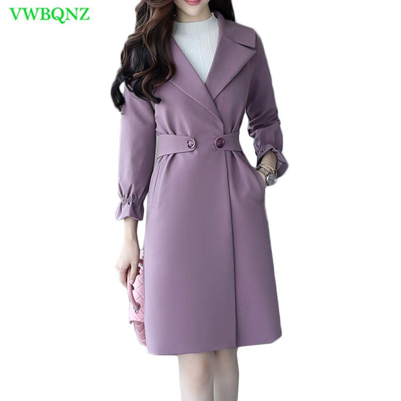 

Women Windbreaker coat Spring Autumn New Fashion Korean Leisure Trench Coats Women' Slim V-neck Long sleeve Woolen Coats A773, Style purple