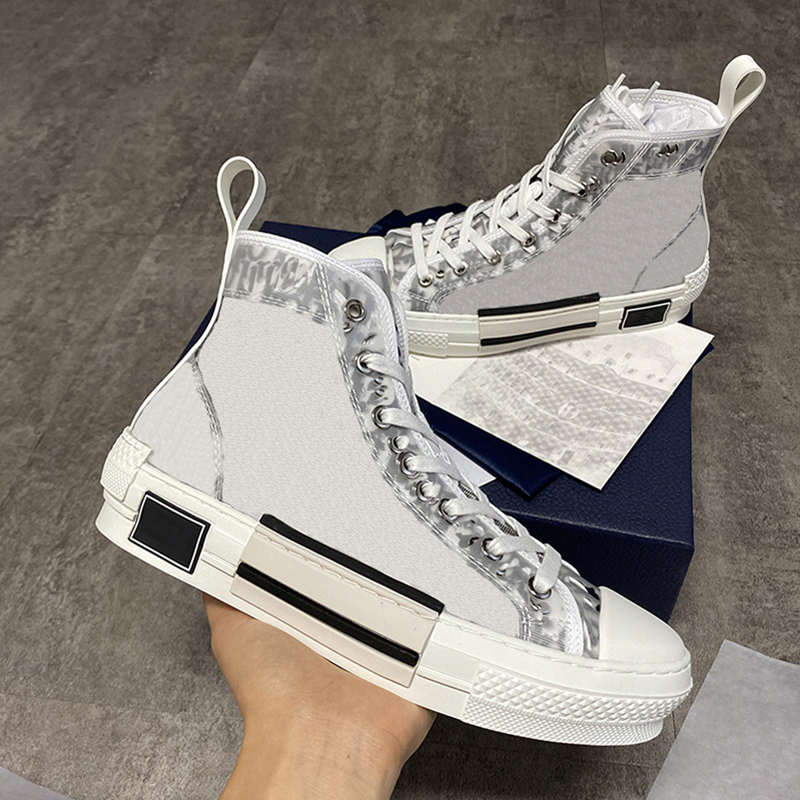 

Hot Designer B23 Shoes High-top Oblique Sneakers Men Women Lace-up Casual Shoes Runner Trainers White Black Rubber sole shoes with box