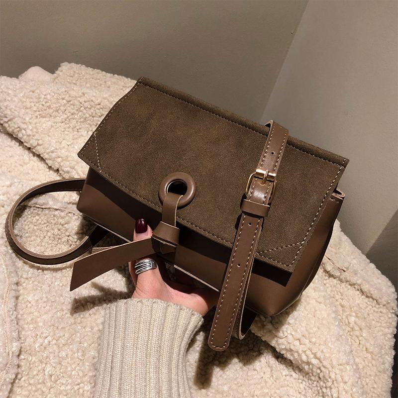 

Retro Fashion Square Crossbody bag 2021 New High Quality Matte PU Leather Women's Designer Handbag Casual Shoulder Messenger Bag, Black