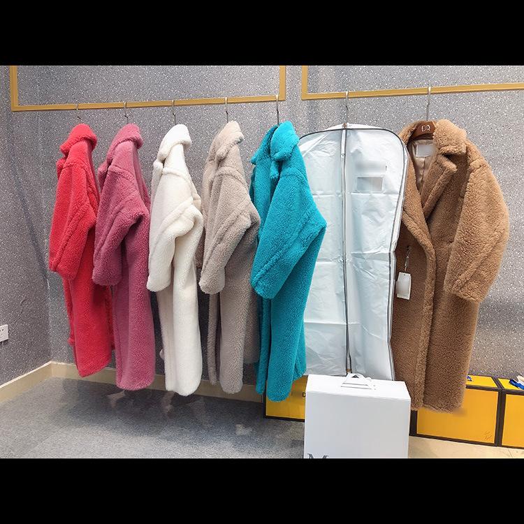 

new 2020 Women' teddy star catwalk same cashmere long coat coat all-match slimming warm fashion, White