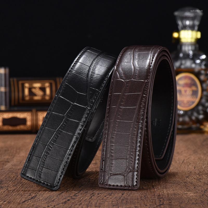 

Genuine Leather Men Belts Crocodile High Quality for Automatic Buckle Belt Man Cowhide Waistband Jeans KZM0061, Black