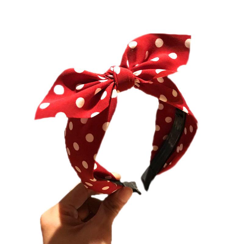 

New Fashion Trend Women's Wide Headband Bow Knot Cross Sweet korean Style Polka Dot Hairband Cute Hair Hoop Headwear
