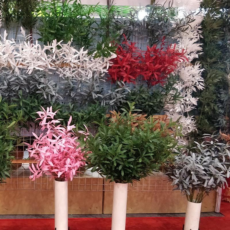 

90cm artificial 6 fork green willow leaves branch wedding road layout artificial plants fake plants greenery, Sky blue