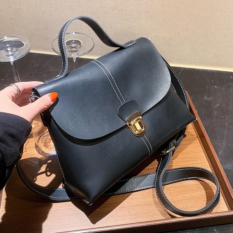 

Simple Designer Small Tote Bags 2021 Winter High Quality PU Leather Women's Trend Handbag Shoulder Crossbody Bag, Black
