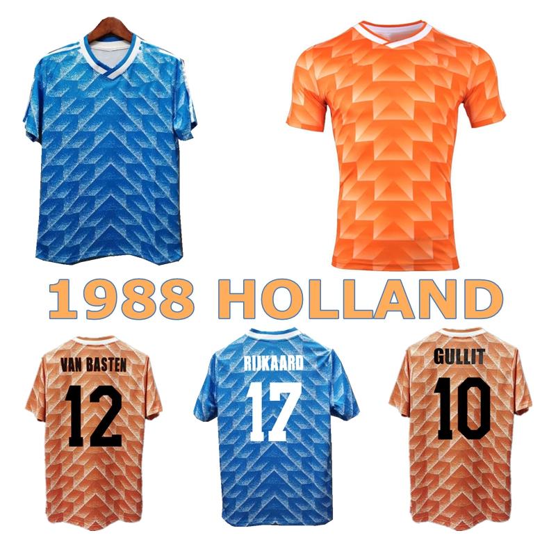 

1988 HOLLAND retro soccer jersey 88 89 Gullit VAN BASTEN Rijkaard Koeman vintage classic home away Football shirt Netherlands, Brown