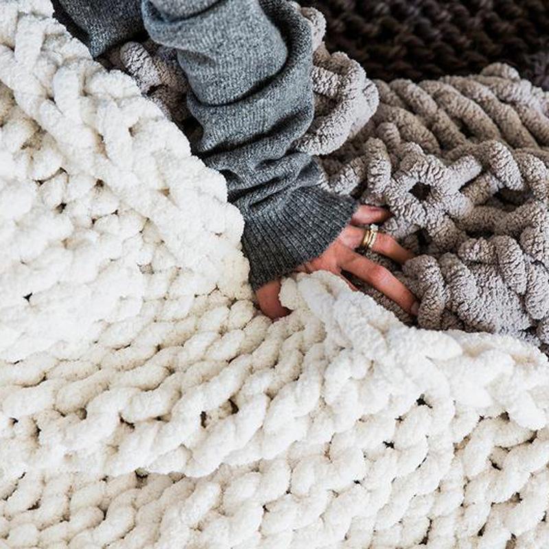 

2020 Creative Chenille Blanket Hand Chunky Knitted Blankets Mats Throw Blankets Nordic Chunky Blanket DropShipping Home Textiles
