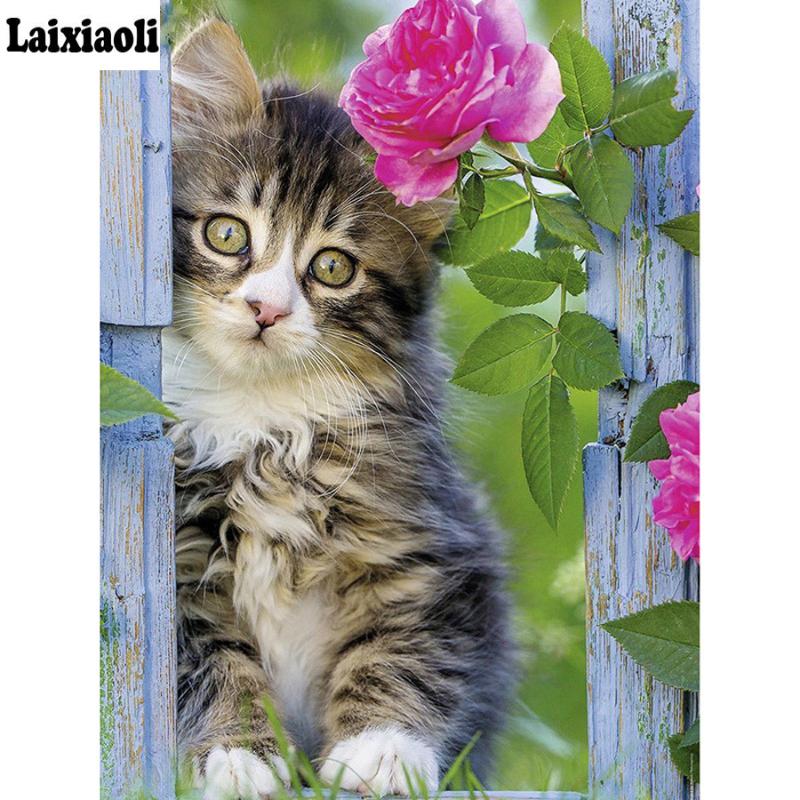 

Full square 5D Diy Daimond Painting Cross-stitch Cute kitten 3D Diamond Mosaic round Rhinestones Painting Embroidery pet cat art