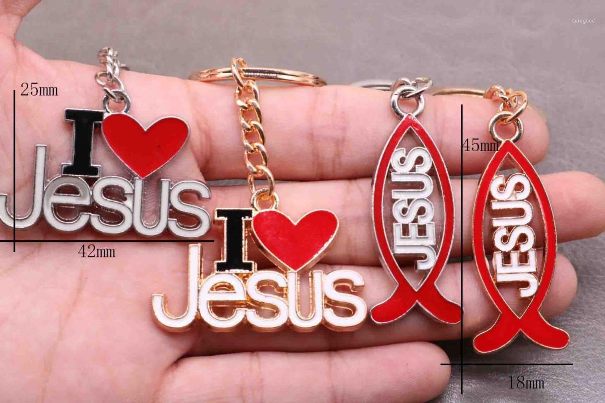 

Keychains Religion Jesus Fish Cross Dripping Oil Key I Love Ring Car Keychains, Handbags, Gift Accessories1