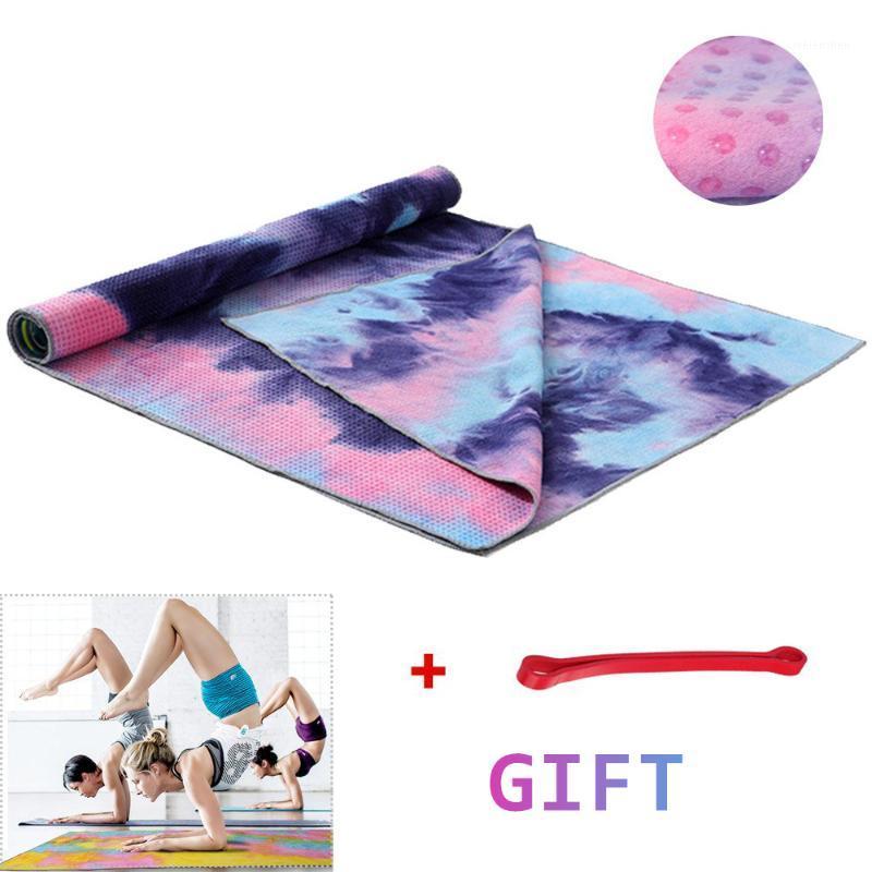 

7 Color Yoga Towel Mat Yoga Mate Towel with Non Slip Resin Particles Backside,Ideal for & Pilates Portable Beach1, Blue