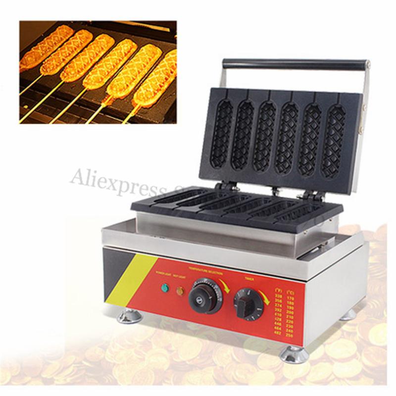 

Electrical Lolly Waffle Maker Hot Dog Waffle Machine 6 pcs Molds 110v 220v Snack Street Device
