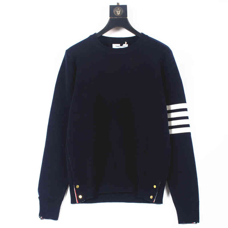 

Tb Men's Round Neck Sweater Thickened Tide Brand and Wo Same Loose Makaron Thom, Upper cyan