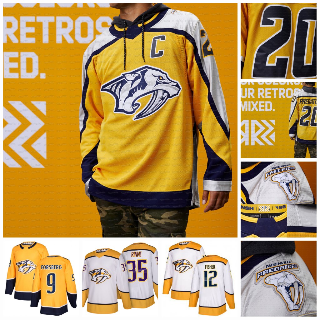 

Womens Matt Duchene Nashville Predators 2021 Reverse Retro Connor Ingram Mikael Granlund Boyle Arvidsson Johansen Roman Josi Rinne Jersey, Gold youth s-xl