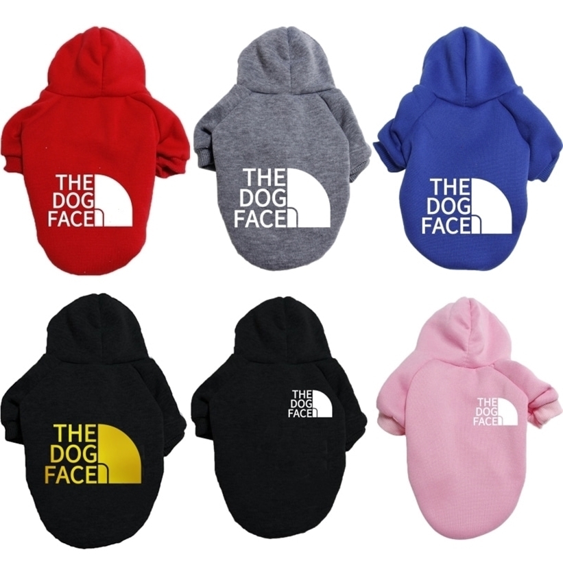 

Fashion Dog Clothes Designer Pet Hoodies Labrador Chihuahua Costume Autumn Winter For Medium Large s the Face Sweatshirt 220113, Blue