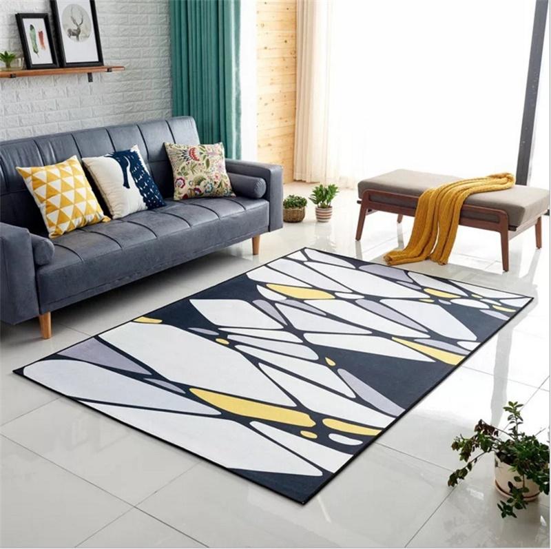 

New Modern Home Living Room Bedroom Rug Washable Coffee Table Mat Simple Modern Bedside Blanket Rugs Rectangle Floor Mats Carpet, Navy blue