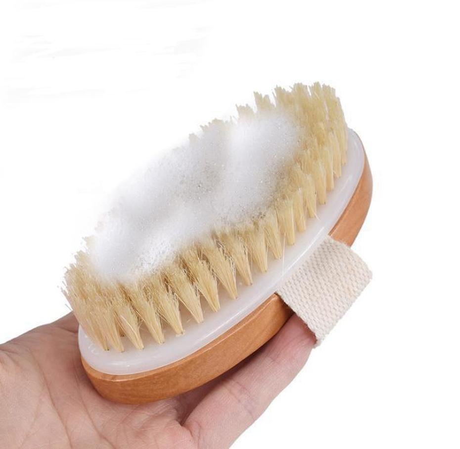 In Stock Bath Brush Dry Skin Body Soft Natural Bristle SPA The Brush Wooden Bath Shower Bristle Brush SPA Body Brushs Without Handle-image-653396991