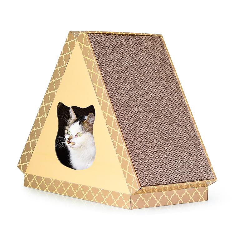 

Four seasons triangle flat cat house Cat claw board pet grinding toy Triangle cat's nest keeps warm tunnel toys