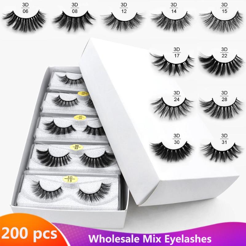 

Wholesale Eyelashes 200pcs 3d Lashes Natural Fake Mink Eyelashes Wholesale False Makeup Hand Made False Lashes In Bulk