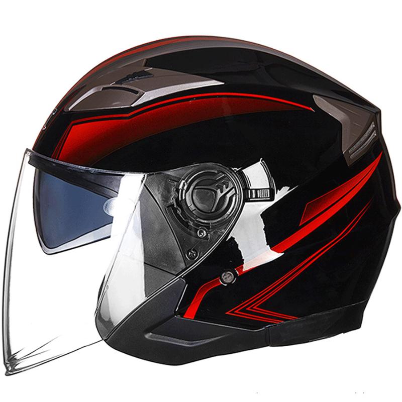 

GXT Motorcycle Helmet Open Face Dual Lens Visors Casco Moto Electric Bicycle Helmet Men Women Scooter Motorbike Black, G708-pink