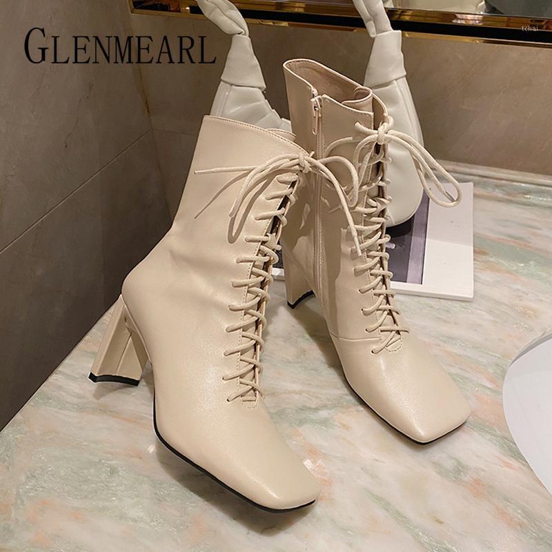 

Women Boots Thick Heel Ankle Boots For Woman Retro Square Toe High Heel Short Autumn Winter Fashion Women Shoes New1, Black