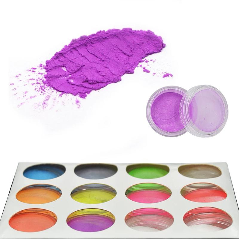 

12 Colors Neon Fluorescent Super Bright Glow In The Dark DIY Nail Art Phosphorescent Nail Powder Glowing Pigment Powder