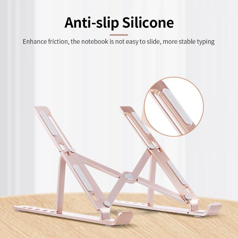 

6-level Adjustable Laptop Stand Portable Aluminum Alloy Laptop Stand Foldable Non-slip Notebook Holder Rose Gold1