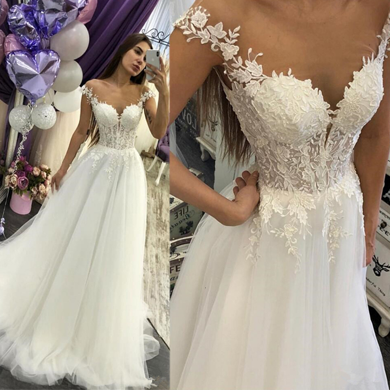 

2021 New Customized More Shoulder Size Princess Lace Wedding Dress with Tulle White Ivory Beach Dressed As Bride LD60