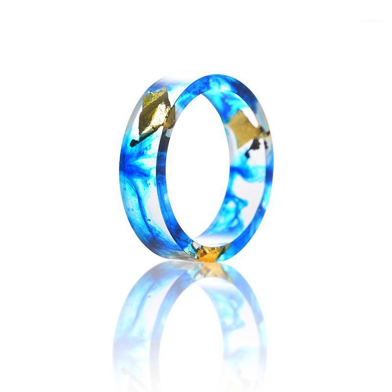

Ocean Blue Color Resin Ring Jewelry with Handmade Gold Foil Paper Inside Resin Ring DIY Jewelry for Women1