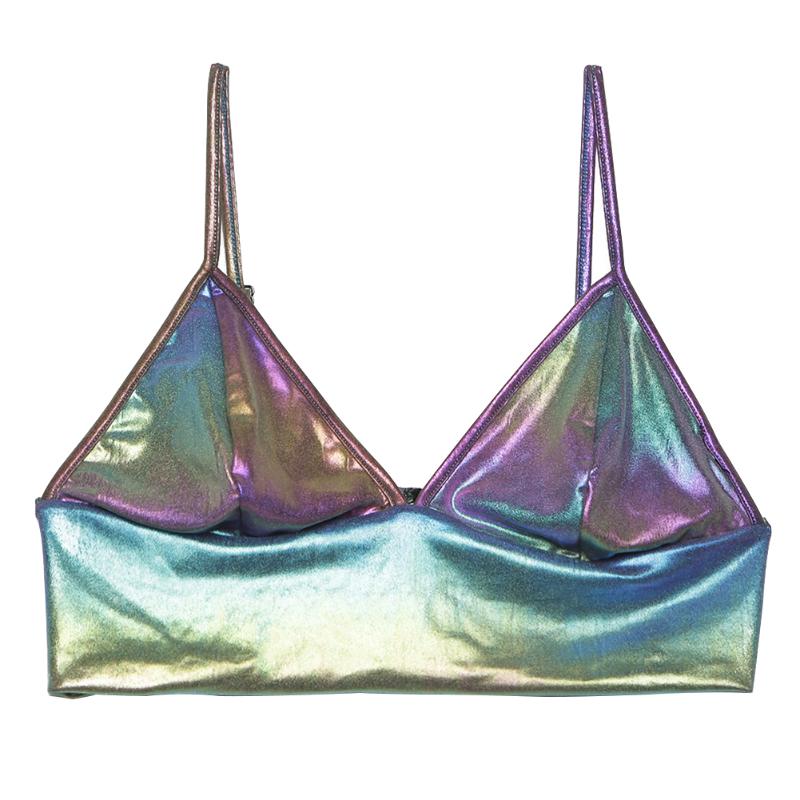 

Tank Girls Party Rainbow Top Outfit Festival Polyester Reflective Sexy Camisoles Fashion Casual Women Vest Ladies, As pic