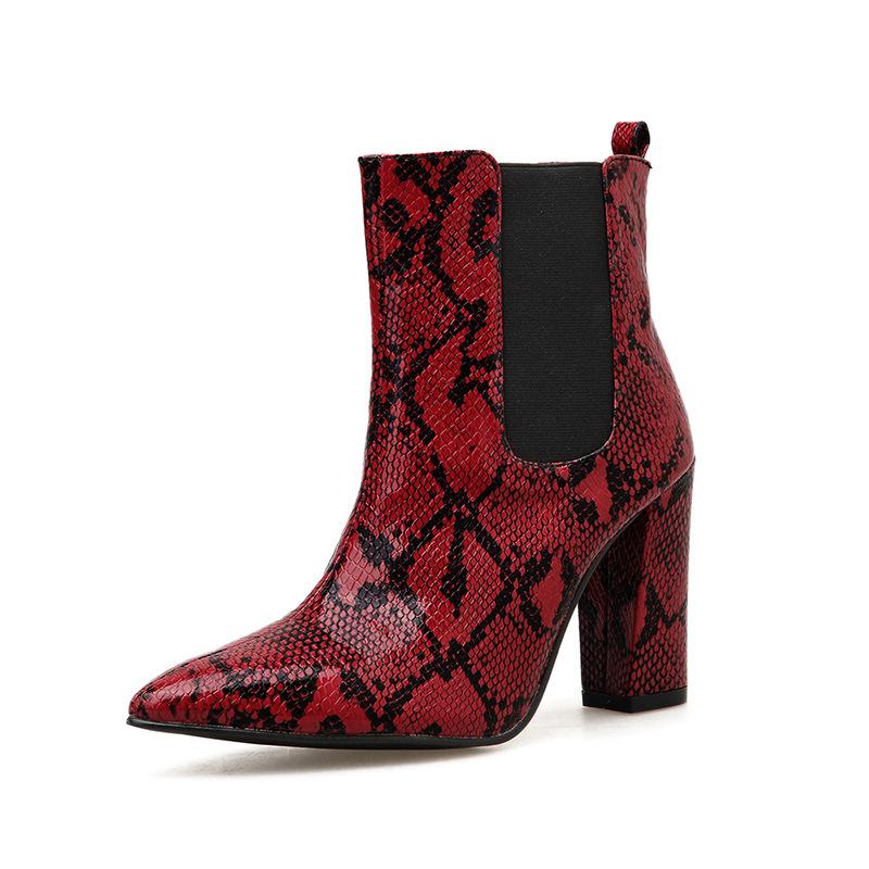 

In the winter of 2020 new fashionable joker thick with elastic boots, Red