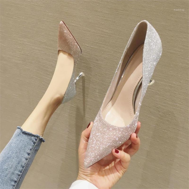 

Pumps Women High Heels Shoes 2020 New Style Thin Heels Bling Shallow Mouth Female Shoes Fashion Women Party1, 7.5 cm