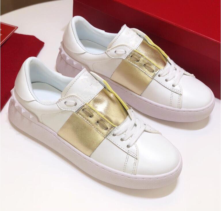 

2022 Women Luxury Casual Shoes Genuine Leather Shoe Designer Spike Stud Rock 11 Sneakers Couple Platform White Sneakers Trainer gxesgsg, Black