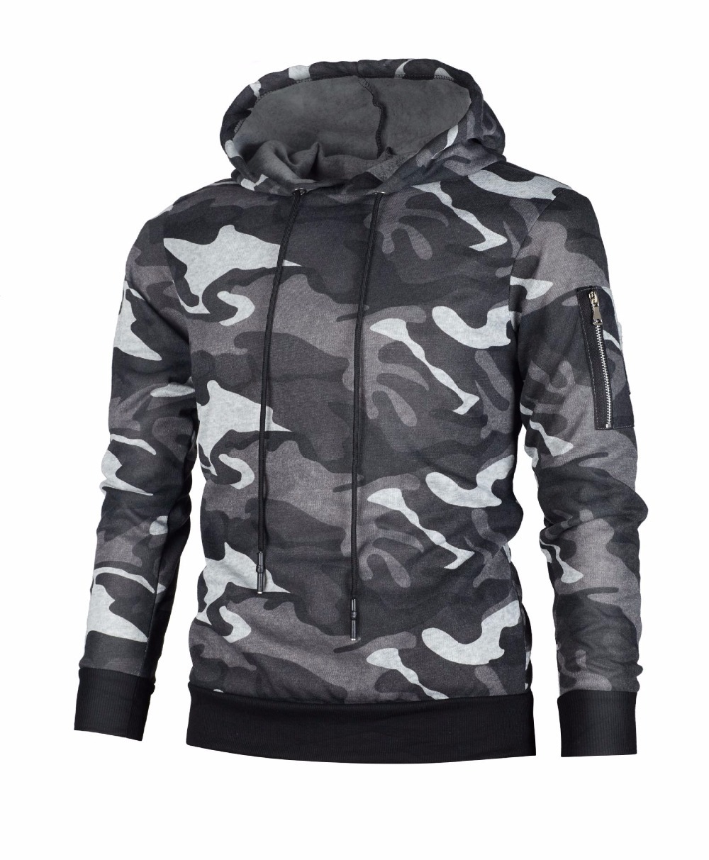 

Warm sale of men camouflage casual spring necklace with hoodie, Green