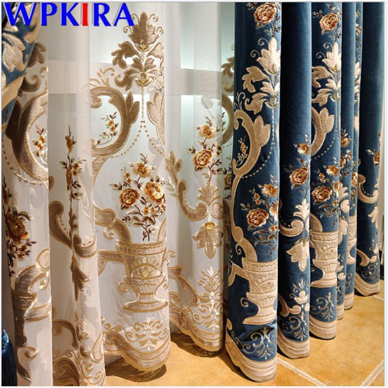 

High End Flannel Curtain For Living Room Embroidered Sheer Curtain High Shading Window Blinds Drape Luxurious X-AD626, Tulle