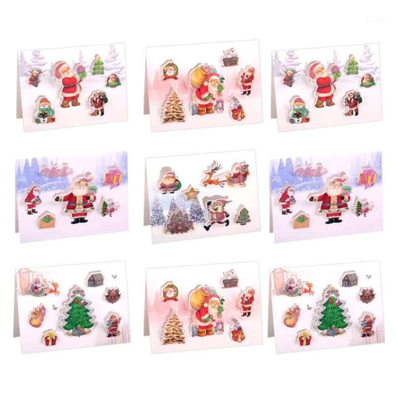 

9 Pcs Santa Clause Cards Greeting Cards Holiday Greeting Christmas Paper for Festival Xmas Party Gift1