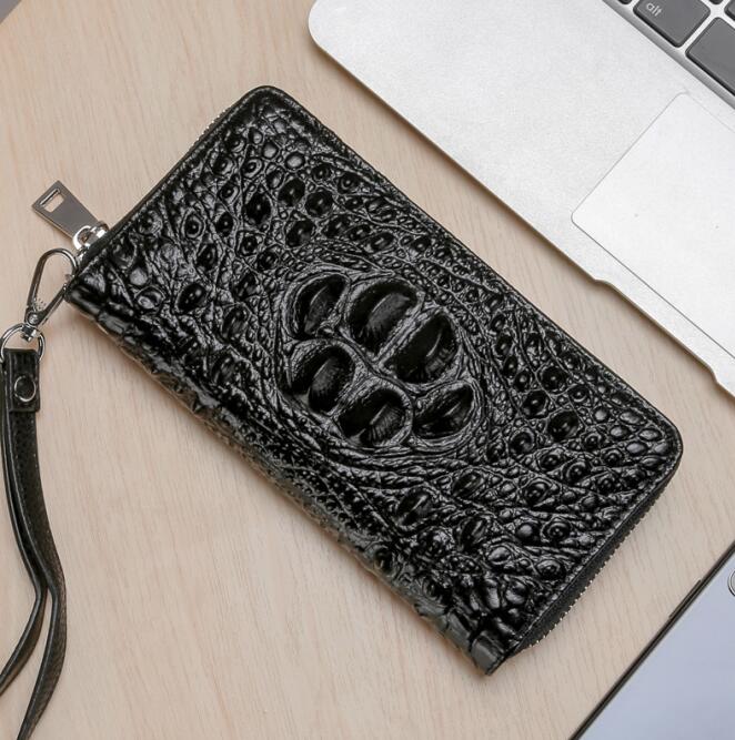 

wholesale men bag business leather clutch handbag Joker embossed crocodile pattern fashion mens wallet casual leathers long wallets, Red;black